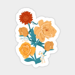 Yellow Florals on Orange Sticker